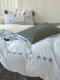Cute Rabbit Embroidery Cotton Bedding Set Fre Sle Pure Cotton Bed eet Cover Quilt Cover Four Piece Set Luxury Girls Heart