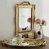 Decorative Tray golden Mirror Vintage European Mirror Storage Tray Oval Jewelry Display Plate Wedding Dessert Table Decor Tray