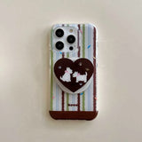 Cute Dog Stand holder Phone Case Stripe For Iphone 17Pro 17 16ProMax 13 14 15 16 Pro Max 16Pro 15ProMax 15Pro 14Pro Cover Fundas