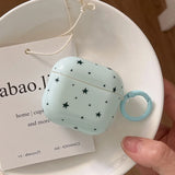 Mint Green Star Silicone Earphone Case For Apple AirPods 4 Protection Cover With Keychain For AirPods 1 2 3 Pro 2 Cover Coque