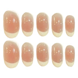 Ballet Milk White French Handmade False Nails Wearable Almond Blush Gradient Fake Nails With Flash Glass Cat's Eye Designs 10pcs
