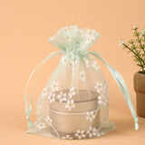 50Pcs/Lot Flower Organza Drawstring Pocket Candy Jewelry Pouches Packaging Gift Bags Birthday For Wedding Party Christmas Favors