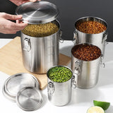 304 Stainless Steel Storage Tank Sealed Large Capacity Stackable Coffee Beans Grains Tea Storage Tank Kitchen Storage Container