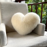 Fox Fur Imitation Heart-Shaped Cushion Plush Sofa Pillow Available for Living Rooms and Bedrooms