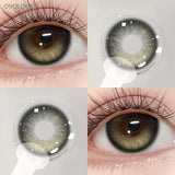 Fixed Axis Colored Contacts Ash Violet Kawaii Eye Makeup Lenses Free Tweezers Gift For Women Student Campus