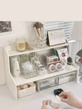 INS Stationery Desk Organizer Stackable Desktop Storage Box Clear Plastic Office Supplies Jewelry Storage Case for Books Sundry
