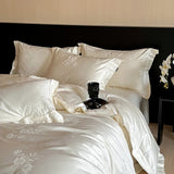 4Pcs Jacquard Egyptian Cotton Luxury Bedding Set Soft Silky Single Queen King Duvet Cover Set Flat/Fitted Bed Sheet Pillowcases