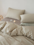 Ikeehome  Fre Cotton Floral Print Bedding Set Pure Color Duvet Cover Bed eet Quilt Cover All Seasons Universal Simple Sle 4-Piece...