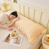 Solid Quilted Length Sleeping Ruffle Pillowcase For Double Couple 48*120cm Soft Flannel Fleece AB Side Pillow Cover Home Bedding