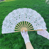 Lace Bamboo Hand Fan Lightweight Floral Lace Hand Fan Retro Lace Fan Portable For Cosplay Bridal Accessories Tea Parties