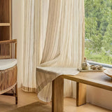 Japanese Log Style Linen Sheer Curtain For Living Room, Dustproof And Heat-Insulating Tulle Curtain For Apartment, Home Curtain