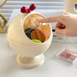 Powder Puff Cosmetics Storage Box Organizer Jewelry Hairpin Lipstick Desktop Flip Storage Box with Lid Large Capacity Makeup Box