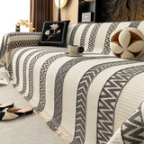 New Striped Velvet Sofa Towel with Tassels High Quality Soft Skin Friendly Blanket for Office Adjustable Dustproof Couch Covers