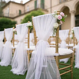 50-10pieces 200x75cm gauze Chair Back Veil Wedding Chair Sashes Wedding Chair Bows Covers Ribbon Party XMS Aisle Chair Decor