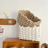 Handmade Thick Cotton Rope Woven Storage Basket Simple Desktop Book Snack Miscellaneous Items Basket for Bedroom Living Room