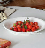 Ele Oval Cerc Plate Ins Sle Milk White for Restaurant Pastries Salads Fruits Pasta Multi Functional Diware
