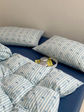 Ikeehome  Korean Sle Cartoon INS Pure Cotton  Cotton Bedding Set 4pcs Bed eet Cover Duvet Cover Pillowcase Bedding
