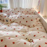 Knitted Class A Bedding Set Floral Style Bed Linen Set Soft Double Yarn Four-Piece Set Quilt Cover Set Bed Sheets Gift for Home