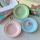 6.2 Inch Ceramic Plate Round Korean Style Ins Household Food Container Fruit Salad Dessert Breakfast Plates Kitchen Dishes Gifts