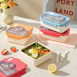 Kids Lunch Box for School, Larger Capacity Bento Box with Tableware, Plastic Snack Box, Microwavable Food Container