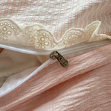Korean Pink Bedding Set Coquette Aesthetic Duvet Cover Set Soft Pastel Muted Tone Single Size Double Bed Sheet Set For Bedroom