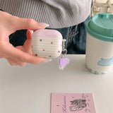 Cute Black Stars Pattern Earphone Case for AirPods 1 2 3 4 Pro Pro2 Purple Striped Headphone Cover With Pendant