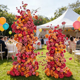Wedding Backdrop Arch Flower Runner Hot Pink Orange Hydrangea Rose KT Board Decor Event Party Props Display
