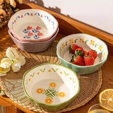 6-inch Flower Shaped Ceramic Salad Bowl Air Fryer Bowl Kitchen Dessert Snack Plate Household Baked Rice And Fruit Bowl
