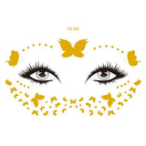 Glitter Stickers Face Tattoo Flash Gold Temporary Metalic Tattoos Waterproof Makeup Decals for Girls Party Music Festival