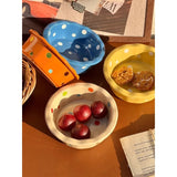 Instagram Style Yogurt Polka Dot Lace Bowl Cute Girlish Heart Breakfast Ceramic Home Oat Bowl