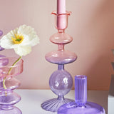 Lilac Glass Candlesticks Candle Holders Wedding Table Centerpieces Nordic Home Decoration Christmas Gift Glass Candle Holder