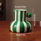 Retro Stripe Ceramic Vase, Elegant Minimalist Home Decor for Living Room Table