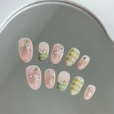 10Pcs Cat Eye Handmade Press On Nails French flash Rhinestone Fake Nail with Butterfly Full Cover Wearable Artificial Nail Tips