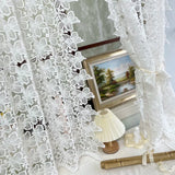 French Romance White Floral Embroidered Sheer Curtains for Living Room, Bedroom, Farmhouse, Home Decor