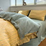 Simple A-Class Pure Cotton Waed Bedding Four-Piece Set Striped Duvet Cover ZD Color Woven Bedding Set for All Seasons