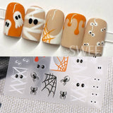 3D Halloween Nail Stickers Cartoon Mummy Bandages Ghost Eyes Pumpkin Spider Web Blood Drops DIY Winter Matte Nail Art Decoration