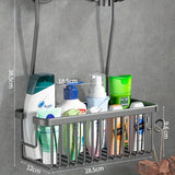 Space Aluminum Shower Caddy Wall-Mounted Bathroom Organizer for Shampoo Soap Contemporary Style Multi-Purpose Storage Basket