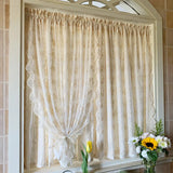French Style Rural Gauze Integrated Window Screen Non Punched Velcro Curtains Lace Embroidered Semi Blackout Gauze Curtain