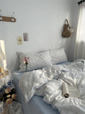 Pure Cotton Fledding Set Dr Pear Simple Elegance Cotton Quilt Cover eet Bed Canopy Four Piece Bedding Set