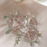 600TC Lyocell Bamboo Fiber Soft Silky Bedding Set Flowers Embroidery Lace Duvet Cover Flat/Fitted Bed Sheet Pillowcases 3/4Pcs