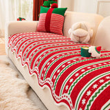 Red Irregular Sofa Cushion Four Season Universal Anti Slip Straight Sofa Cover One Piece Christmas Decor Living Room Couch Mat