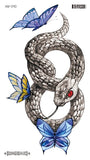 Rocooart Big Size Black Snake Temporary Tattoo Stickers For Women Men Body Waist Waterproof Fake Tatto 3D Cobra Snake Tattoos