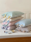 Double Sided Stripes Bow Pillow Case 48x74cm Soft Comfortable Covers Cotton Pillow Cover Pillow Sham for Beds Home Decoration