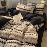 3/4PCS Dark Goth Bedding Set Black Cat Pine Tree Puff Gauze Duvet Cover Set for Goth Girl Bedroom Decoration King Queen Size