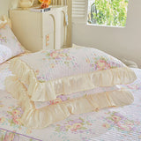 2pcs 100%Cotton Thickened Pillowcase Quilted Pillow Cover 48x74cm PillowCover Cushion Covers Bed Printed Pillowsham with Lace