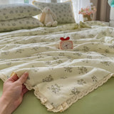 Printed Floral Summer Quilt Four Piece Set Suitable for Bedroom Bedding Set Summer Quilt Bed Sheet With Pillowcases Home Textile