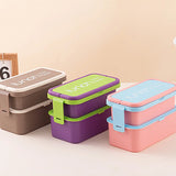 Single/Double Layer Lunch Box Portable Bento Box with Cutlery Lunchbox Kids School Microwaveable Food Storage Container