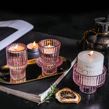 Nordic Glass Candlestick Candle Holders Tealight Candle Stand Transparent Glass Candlestick Candle Base Christmas Home Decor