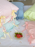 Pure Cotton Pillowcases  Knot Tied Set of Two  Color Versatile Ins Girl's Heart Cotton Fabric Rectangular Shape