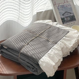 Korean Princess Style Lace Ruffles Soft Washed Cotton Skin-friendly Bedding Set Duvet Cover Bed Sheet/Fitted Sheet Pillowcases